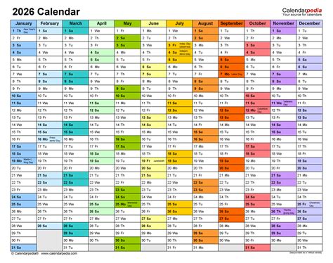 2026 Calendar - Free Printable Word Templates - Calendarpedia