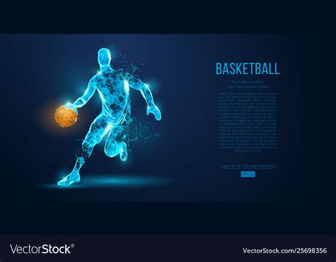 Abstract basketball player on blue background Vector Image