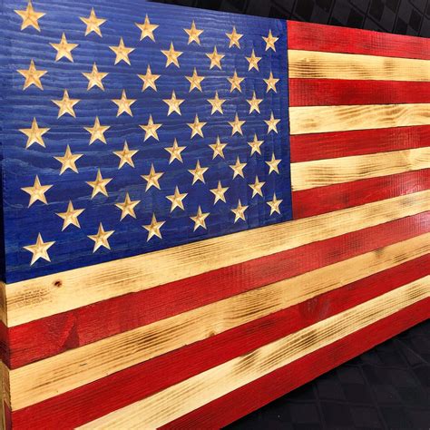 Traditional Rustic Wood American Flag