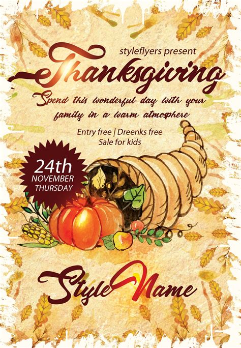 Thanksgiving PSD Flyer Template #11891 | Free flyer templates, Flyer ...