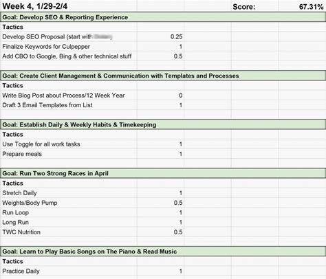 12 Week Year Free Templates Create Tasks With Various Custom Statuses ...