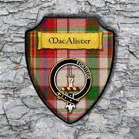 MacAlister Shield Plaque with Scottish Clan Coat of Arms Badge on Clan ...