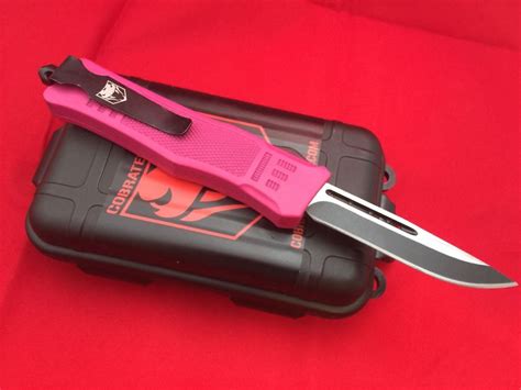 CobraTec OTF Automatic knife, Pink, drop point blade @ cobratecknives ...