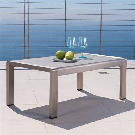 aluminum outdoor coffee table with inset frosted glass top super modern ...