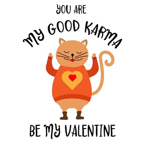 Premium Vector | Funny valentine's day card with cat