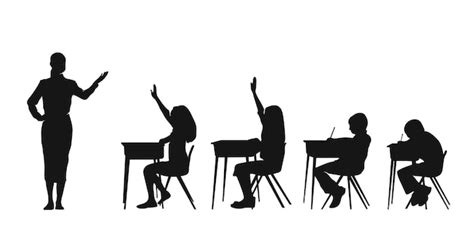 Premium Vector | Silhouette of classroom with Teacher and students ...