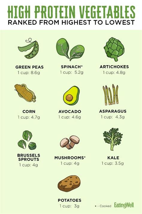 This high-protein vegetables chart ranks veggies from highest to lowest ...