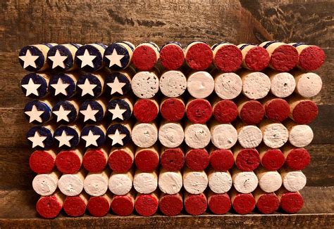 WINE CORK FLAG American U.S. Natural Corks Red White Blue W/ - Etsy