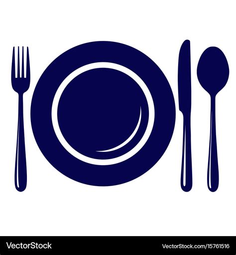 Empty plate with knife fork and spoon icon Vector Image