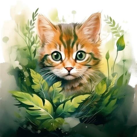 Premium AI Image | Watercolor Cat animal for kids Clip art