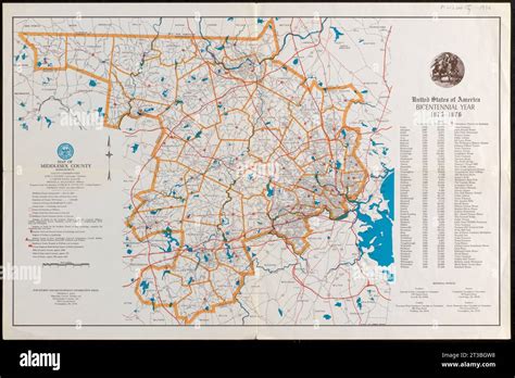 Map of Middlesex County Massachusetts, 1975 Stock Photo - Alamy