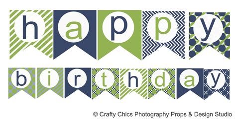 DIY : Blue Green Happy Birthday Banner Printable