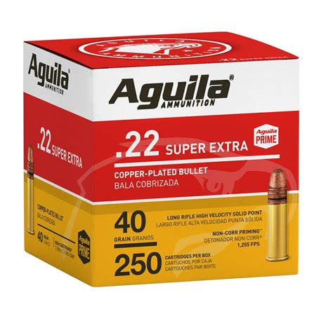 Aguila 1B221100 Standard High Velocity 22 LR 40 gr Copper-Plated Solid Point (Box of 250 rounds ...