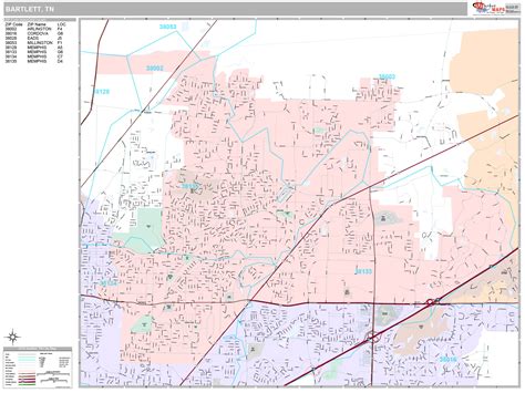 Bartlett Tennessee Wall Map (Premium Style) by MarketMAPS - MapSales.com