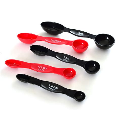 MEASURING SPOONS WITH MAGNET S/5 – RED/BLACK – Ventures Intl