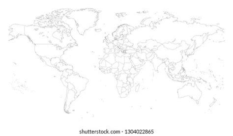 World Map Country Borders Thin Black Stock Vector (Royalty Free) 1304022865 | Shutterstock