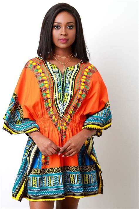 African Print Orange Dashiki Women Dress 22313 | Womens maxi dresses ...