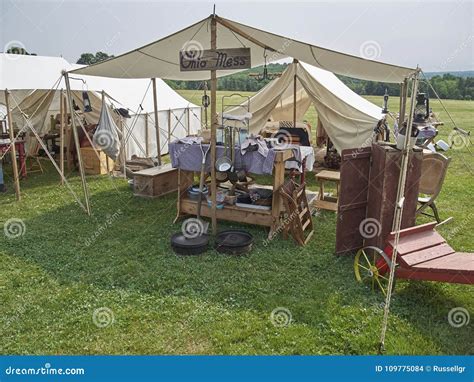 Civil War Encampment and Camplife Stock Photo - Image of tent, area ...