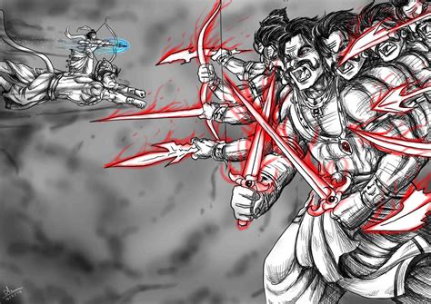 ArtStation - Lord Rama & Hanuman vs Demon King Ravana, Arun Nair