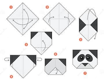 Origami Tutorial for Kids. Origami Cute Panda. Stock Vector ...