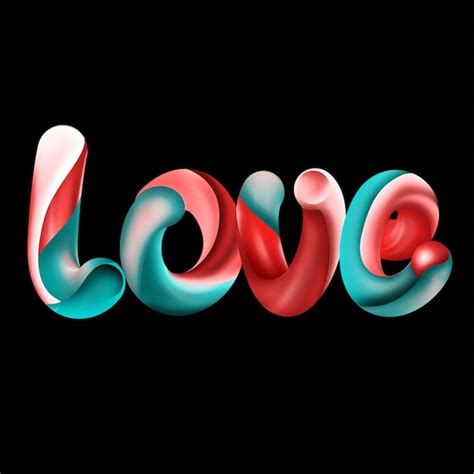 Premium PSD | A colorful calligraphy word that says love on it