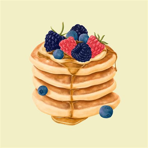 Hand drawn stacked breakfast pancakes | Premium PSD Illustration - rawpixel