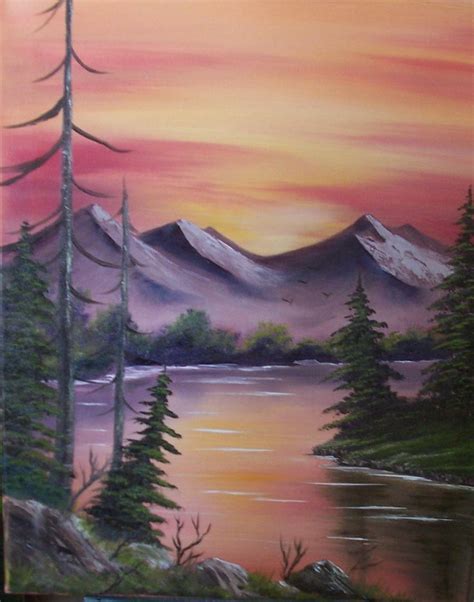 Sunset Mountain . Paintings for sale. FB paint with vicki, Easel as 1,2, 3 an original by Vicki ...