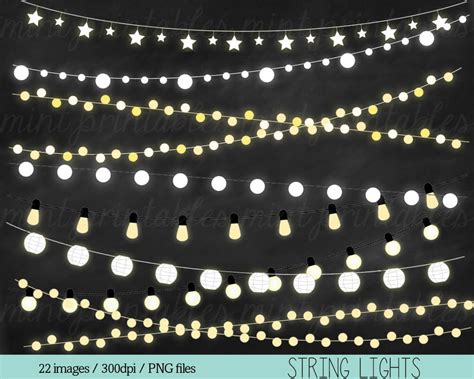 Lights Clipart Fairy Lights Clipart Clip Art String Lights | Etsy