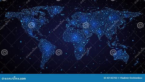 World Map In Night Sky Vector Illustration | CartoonDealer.com #43142703