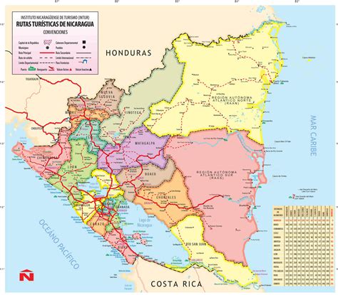 Nicaragua Political Regions Map