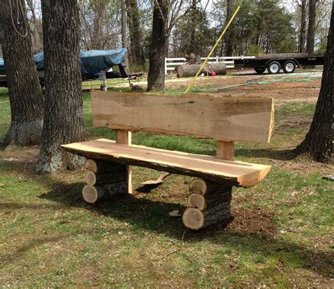 Country Log Slab Bench; Log Wood Projects | Log wood projects, Outdoor wood, Wood