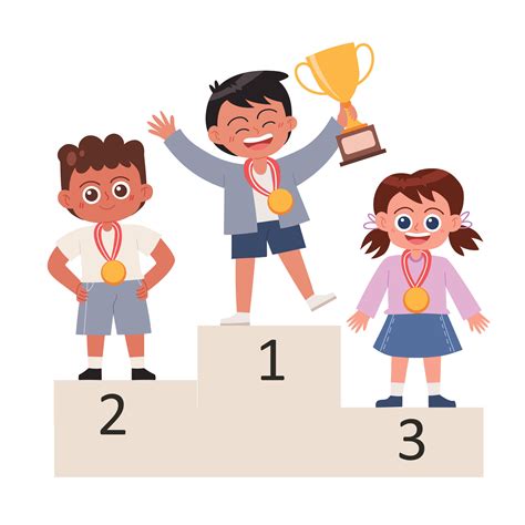 kids standing on winner podium cartoon vector 20506532 Vector Art at ...