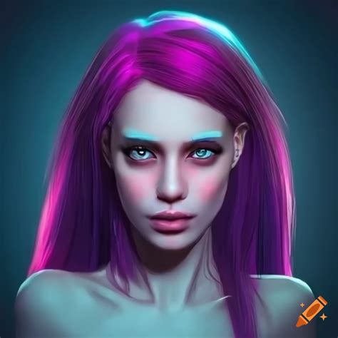 Cyberpunk-inspired female face with bright colorful background