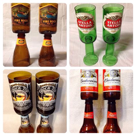 Beer Bottle Wine Glasses. Recycled Glass Bottles.