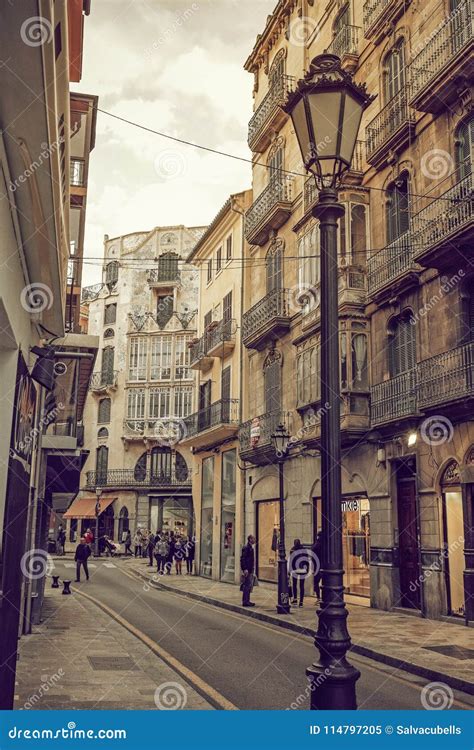 Street in the Old Town of Palma De Mallorca Editorial Image - Image of ...