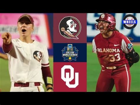 #3 Florida State vs #1 Oklahoma | WCWS Finals Game 1 | 2023 College Softball Highlights - Win ...