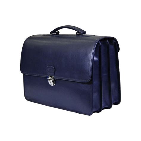 Leather diplomatic bag with three compartments - Conte Tre