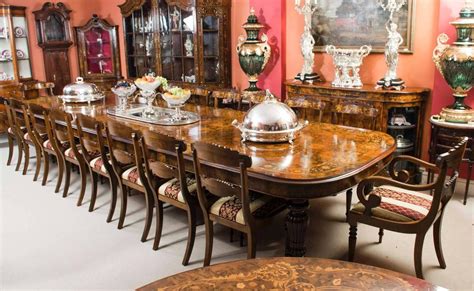 Huge Marquetry Walnut Extending Dining Table 18 Chairs For Sale at 1stdibs