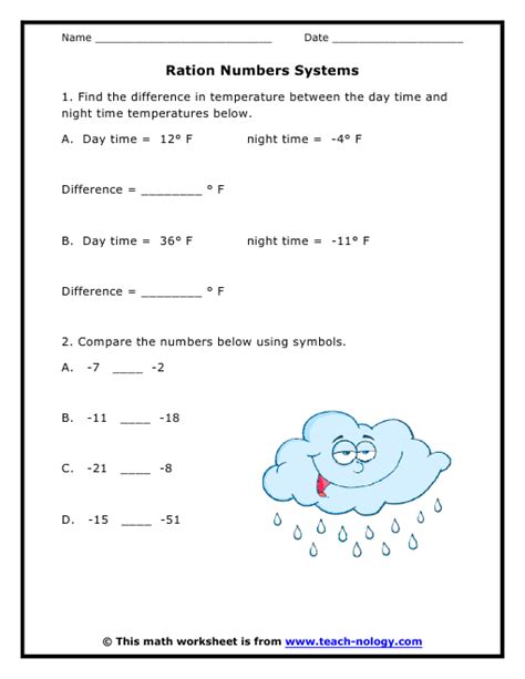 Number Line Worksheets 6th Grade