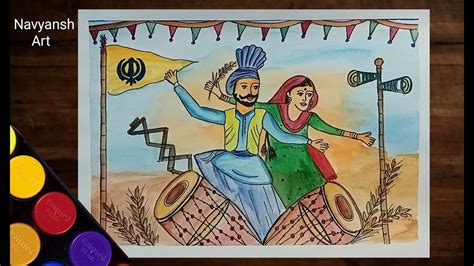 Baisakhi festival scene drawing/How to draw Baisakhi scene/Baisakhi drawing - YouTube