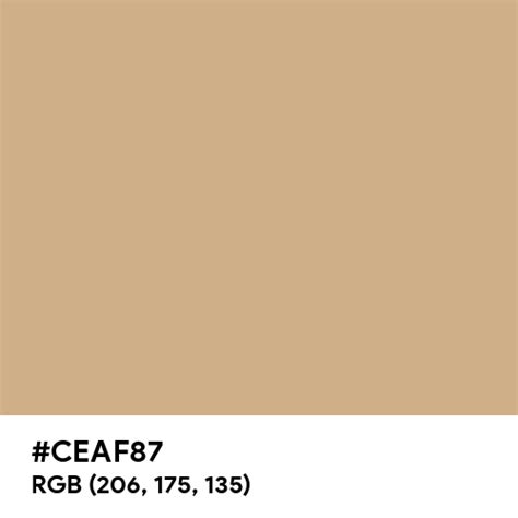 Beige CMYK color hex code is #CEAF87
