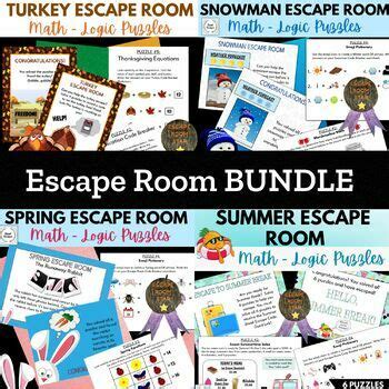 Escape Room BUNDLE- Math-Logic Puzzles PDF-DIGITAL by LaurelDesignsMD