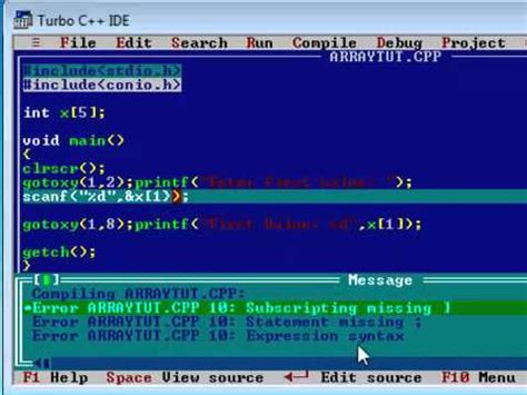 Turbo C Tutorial Part 5 (basic array) - YouTube