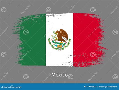 Mexico Official Flag in Shape of Brush Stroke Stock Vector ...