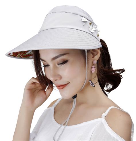 HINDAWI Sun Hats for Women Wide Brim Sun Hat UV Protection Caps Floppy Beach Packable Visor ...