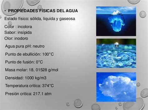 PROPIEDADES FÍSICAS DEL AGUA: PUNTO DE EBULLICIÓN Y DE FUSIÓN, CAPACIDAD CALORÍFICA ESPECÍFICA ...