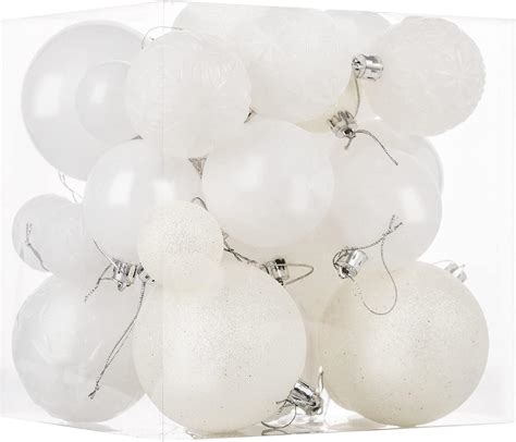 Amazon.com: Christmas Ornaments for Xmas Trees,White Shatterproof ...