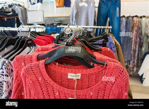 Marks and Spencer - M&S - clothing displays inside the store, England ...