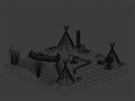 Native American village 3D Model in Landscapes 3DExport