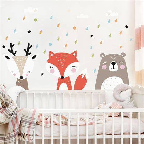 Wall Sticker for Kids Sweet Forest Animals Children Wall Stickers Animals - Etsy